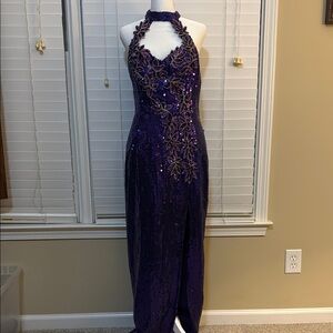 Elegant Purple Sequin Prom Dress